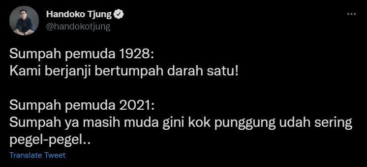 Cuitan nyeleneh warganet tentang sumpah pemuda dulu vs sekarang ini bikin kamu geleng-geleng kepala